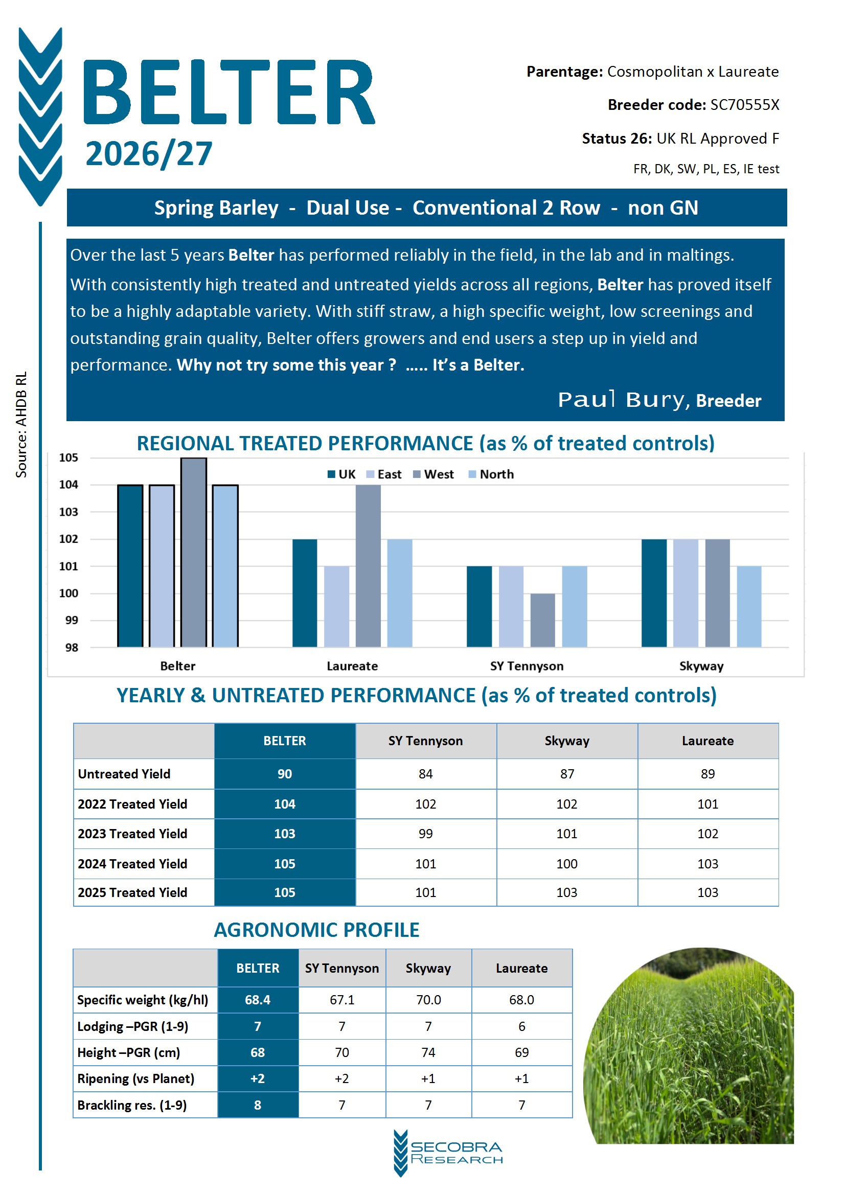 Spring Barley | P2 Dual Purpose | Conventional 2 Row | non GN